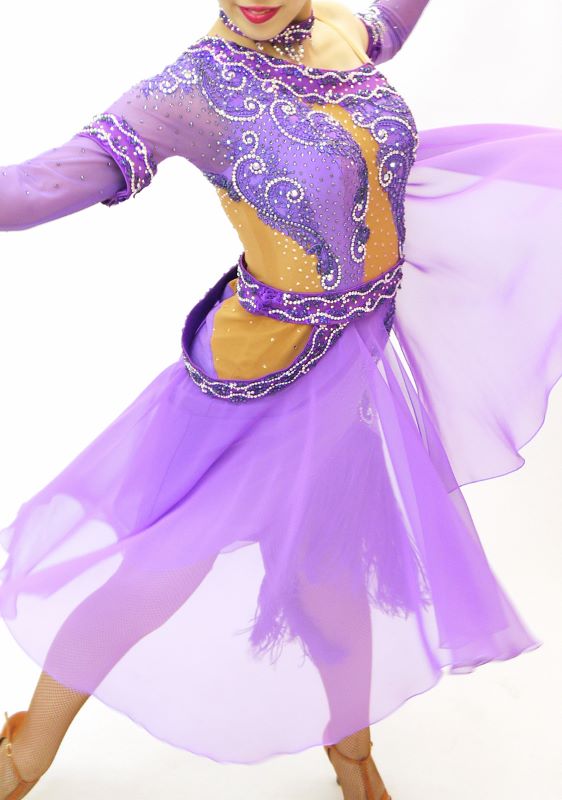 紫色の社交ダンス衣装・ドレス、ラテン用ドレス